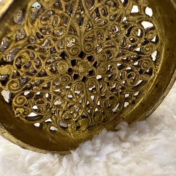 Vintage Stylebuilt NY Gold Ormolu Filigree Ornate Rose Perfume Bottle - Picture 11 of 14